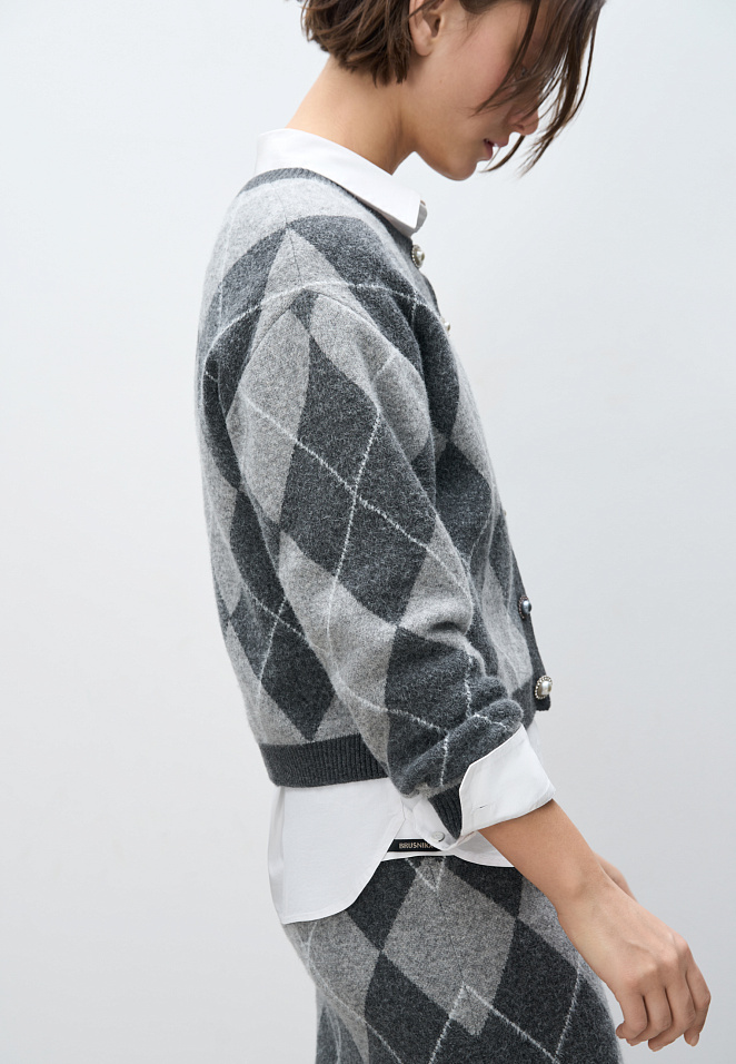 Кардиган из кашемира с узором аргайл