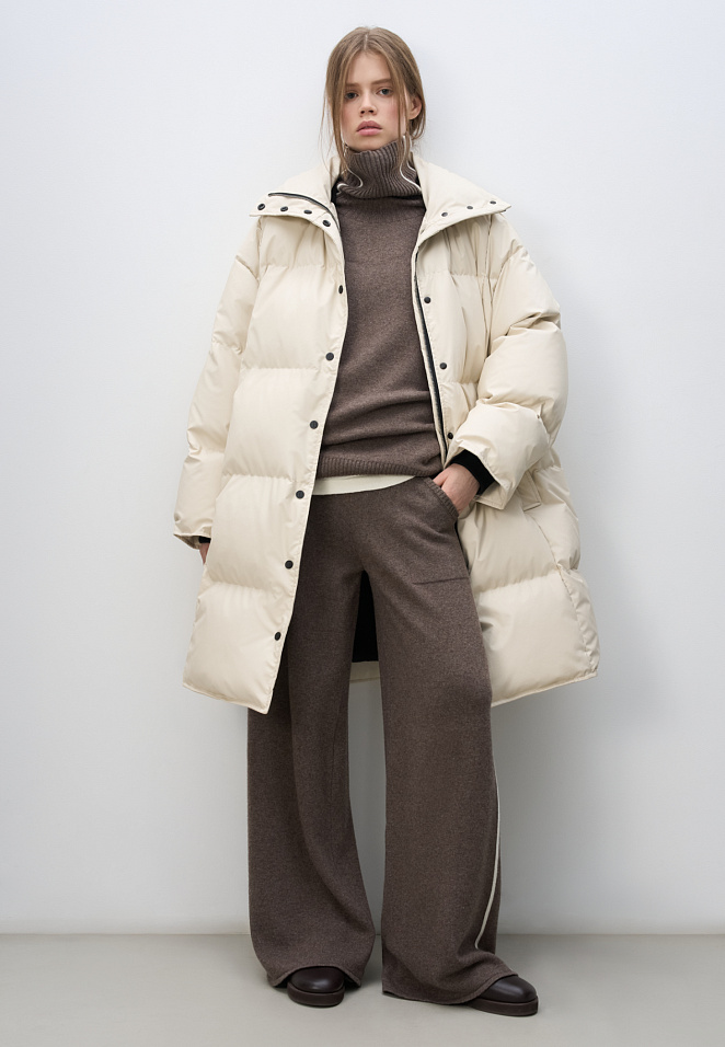 Пуховик с трикотажными манжетами