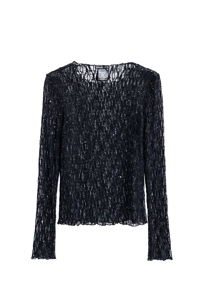Кружевной лонгслив с пайетками