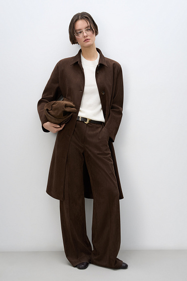 Тренч с отделкой под замшу