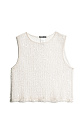 Прозрачный топ без рукавов, с круглым вырезом горловины. Модель декорирована пайетками.