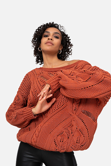 Ажурный джемпер из хлопка