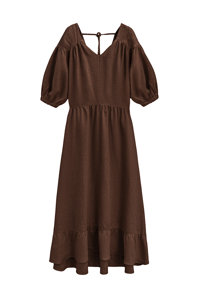 Платье из 100% льна с открытой спиной