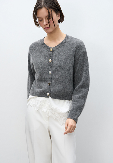 Кардиган из пуха лисы на пуговицах 