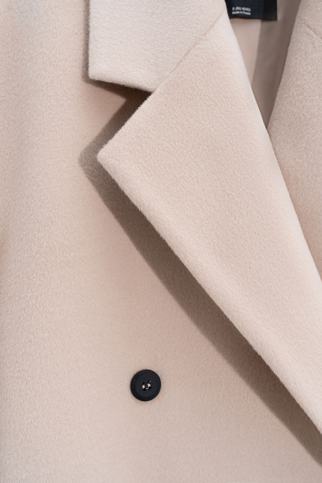 Двубортное шерстяное пальто