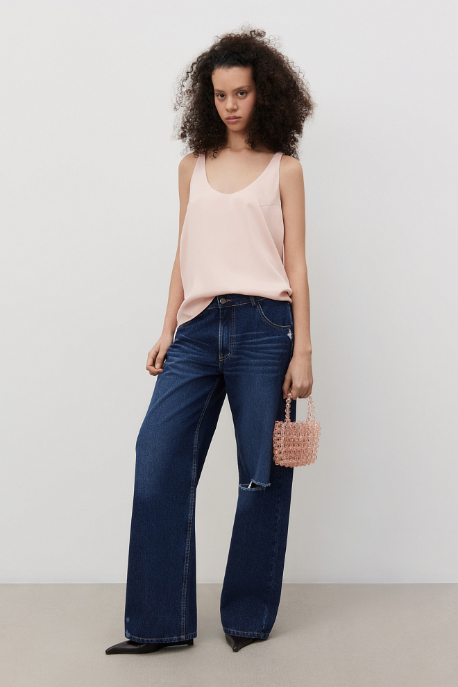 Прямые джинсы с принтом в виде сердечек