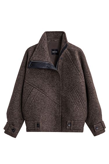 Бомбер из шерсти с воротником-стойкой