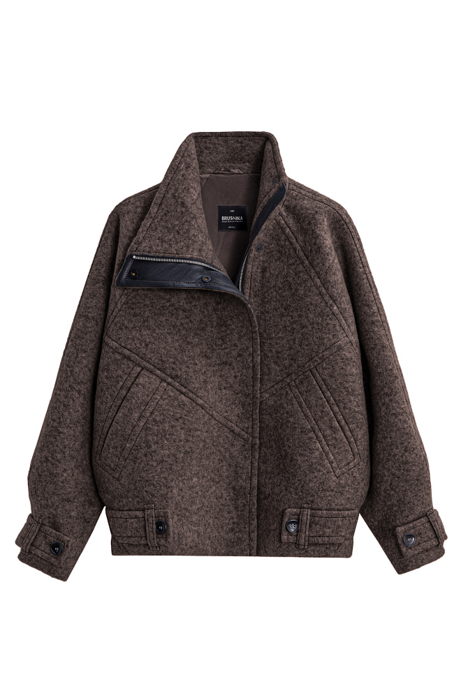 Бомбер из шерсти с воротником-стойкой