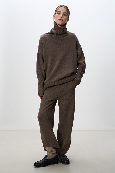 Трикотажные брюки-джоггеры из кашемира и шерсти