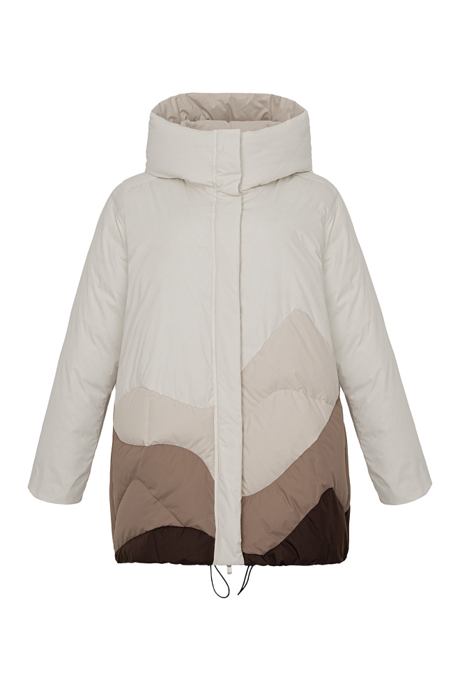 Утепленный пуховик на молнии с капюшоном