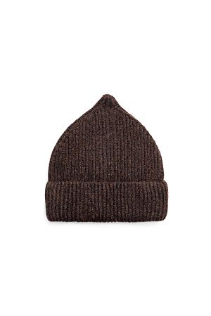 коричневый Трикотажная шапка из шерсти мериноса экстрафайн. Модель с отворотом.