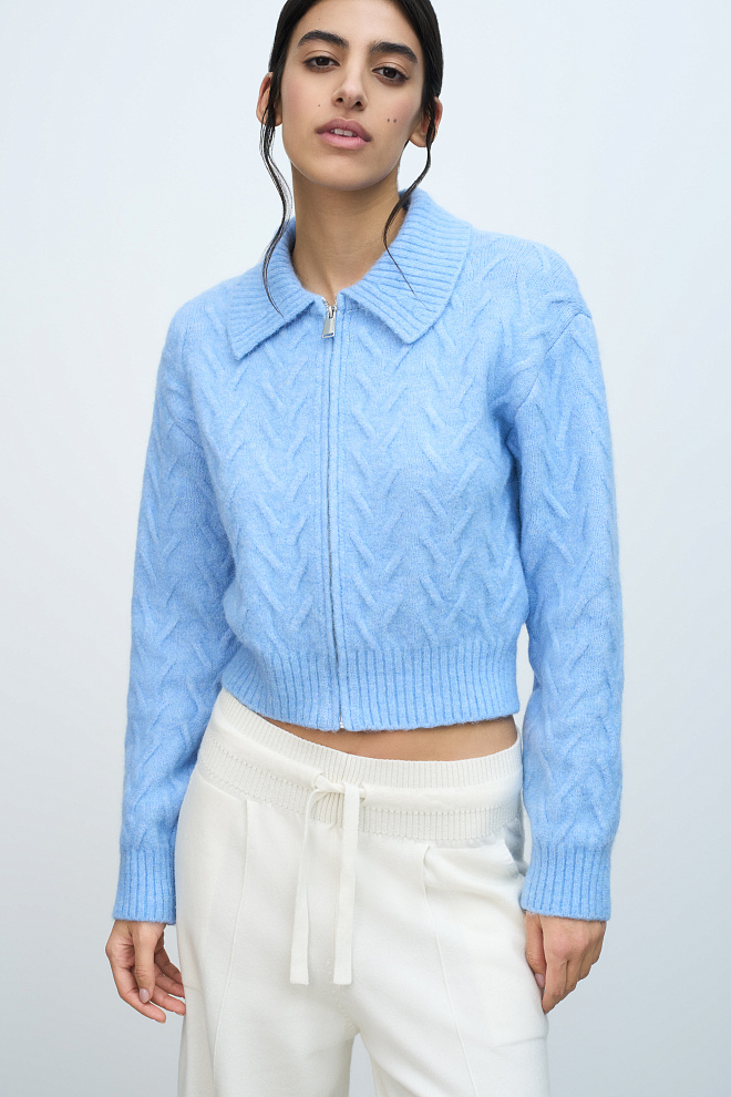 Трикотажный бомбер на молнии