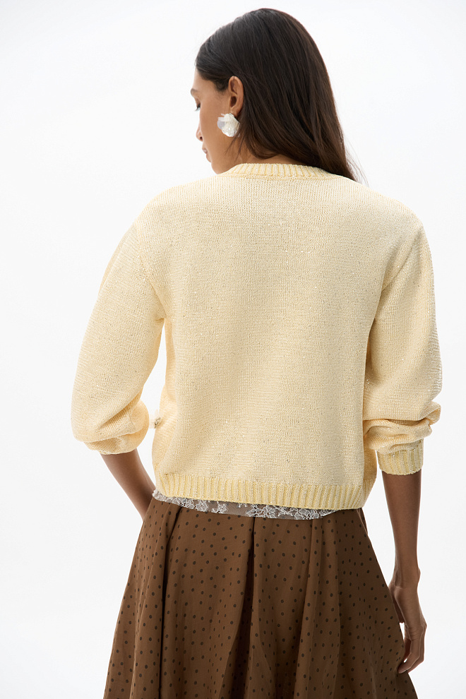 Кардиган из хлопка с пайетками