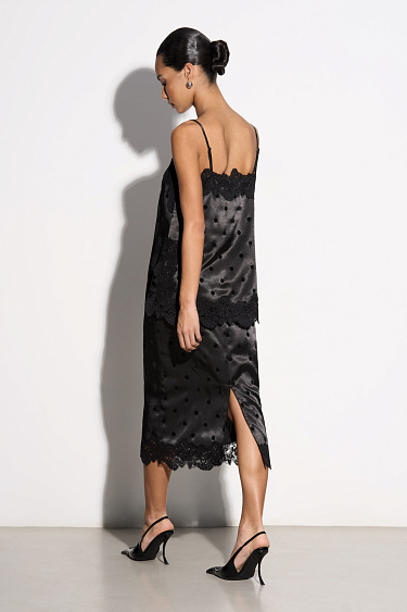 Атласная юбка в горох 