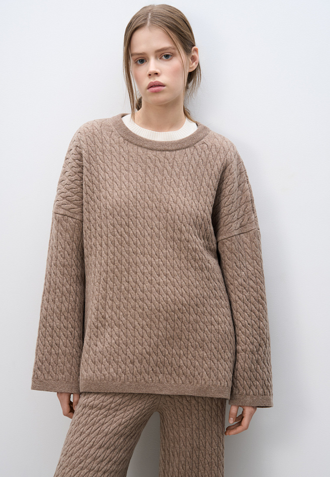 Джемпер с косами из 100% шерсти мериноса экстрафайн