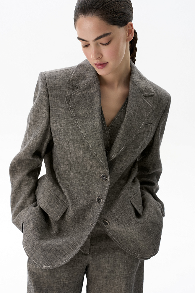 Однобортный жакет из 100% льна