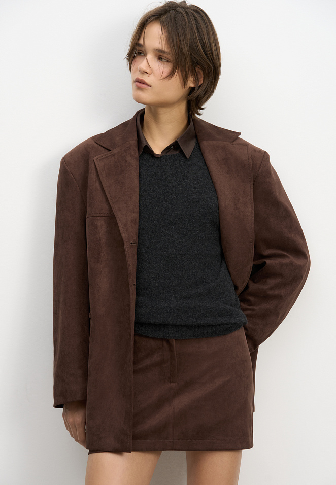 Юбка мини с отделкой под замшу