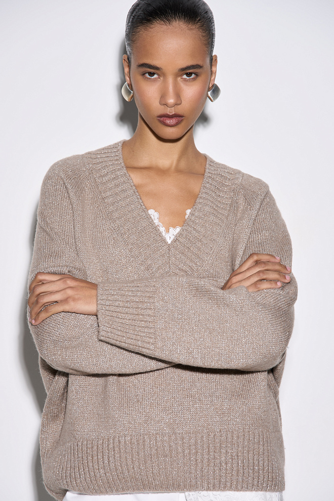 Джемпер из шерсти мериноса с люрексом