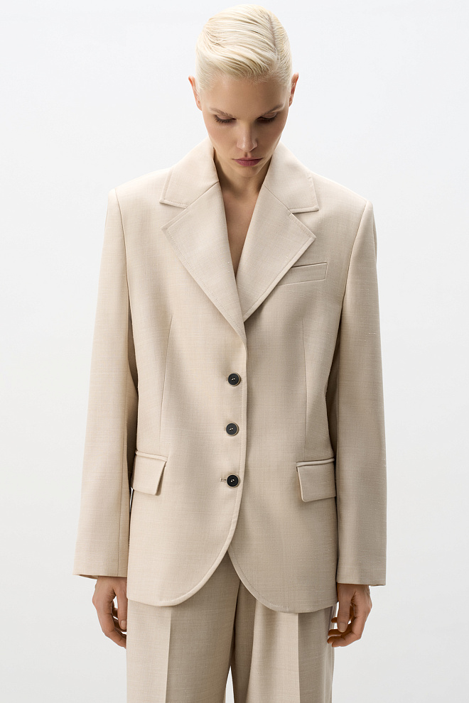 Однобортный жакет из шерсти