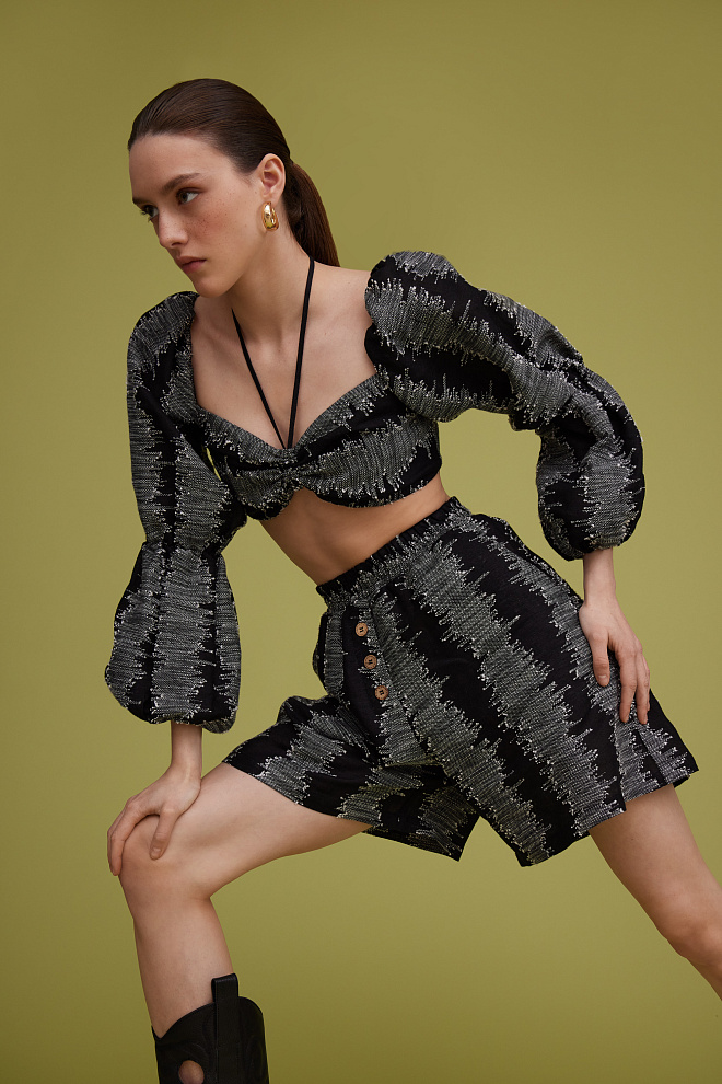 Шорты из текстурного льна