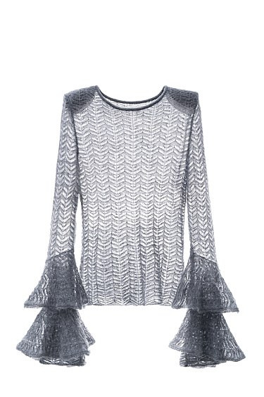 Джемпер с воланами на рукавах