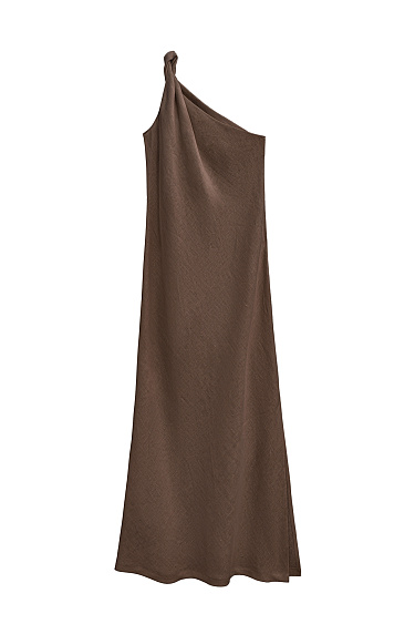 Платье из 100% льна с перекрутом