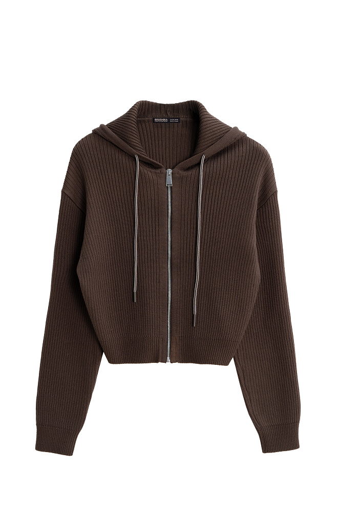 Трикотажный бомбер с капюшоном