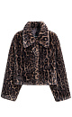 Короткая шуба из экомеха с анималистичным принтом, имитирующим окрас леопарда. Модель прямого кроя с отложным воротником и карманами. Застежка на потайные кнопки под планкой. Низ изделия выполнен на кулиске.
