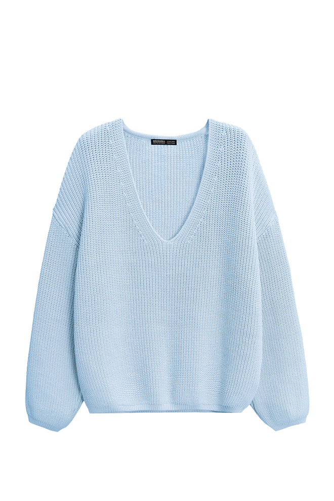 Трикотажный джемпер из хлопка с V-образным вырезом
