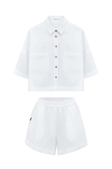 Костюм из 100% льна из рубашки и шорт