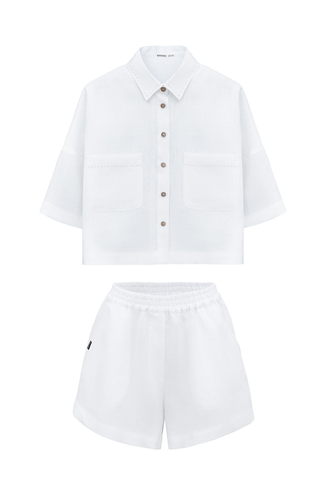 Костюм из 100% льна из рубашки и шорт