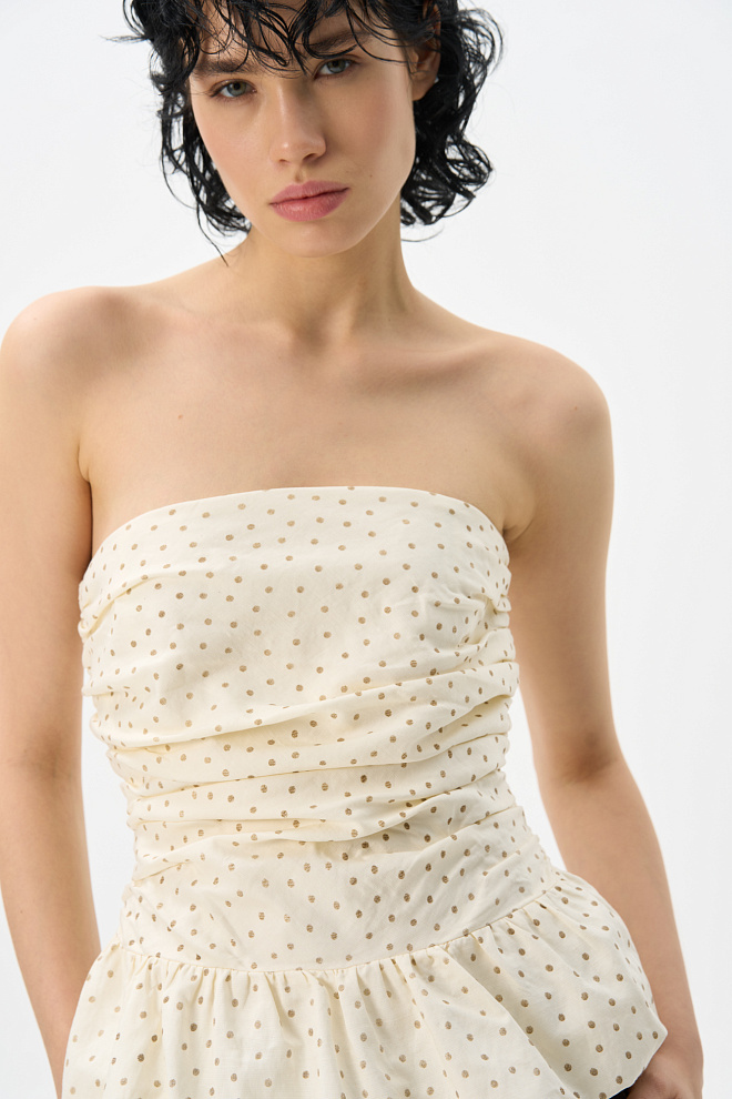 Корсет в горошек с баской 