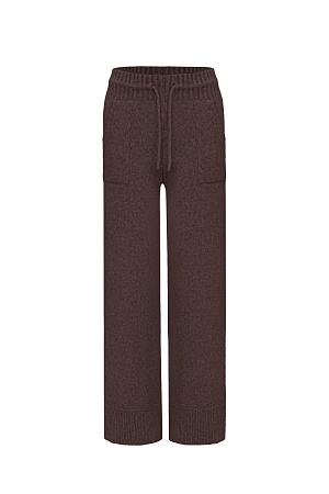 коричневый Широкие брюки из шерсти мериноса. Модель свободного силуэта с накладными карманами и эластичным поясом на кулиске. Низ изделия в рубчик.