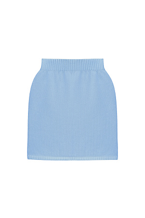 голубой Трикотажная юбка длины мини из 100% хлопка. Модель приталенного силуэта с эластичным поясом в рубчик.