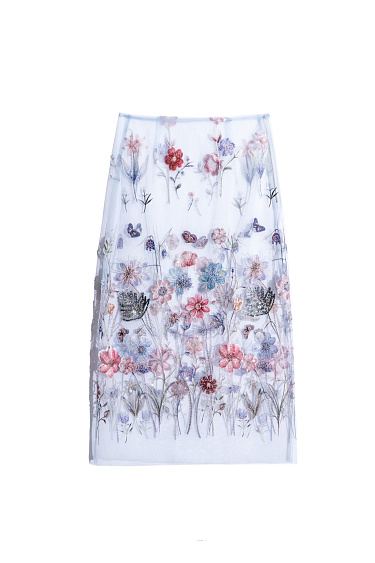 Прозрачная юбка с вышивкой