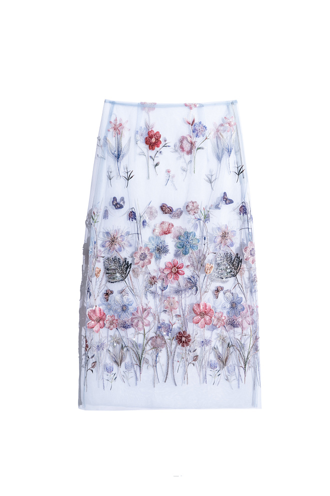 Прозрачная юбка с вышивкой