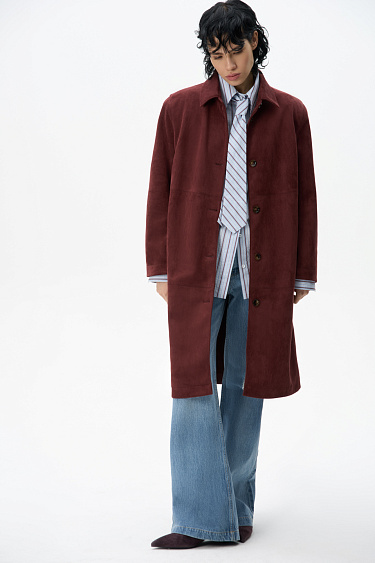 Тренч с отделкой под замшу