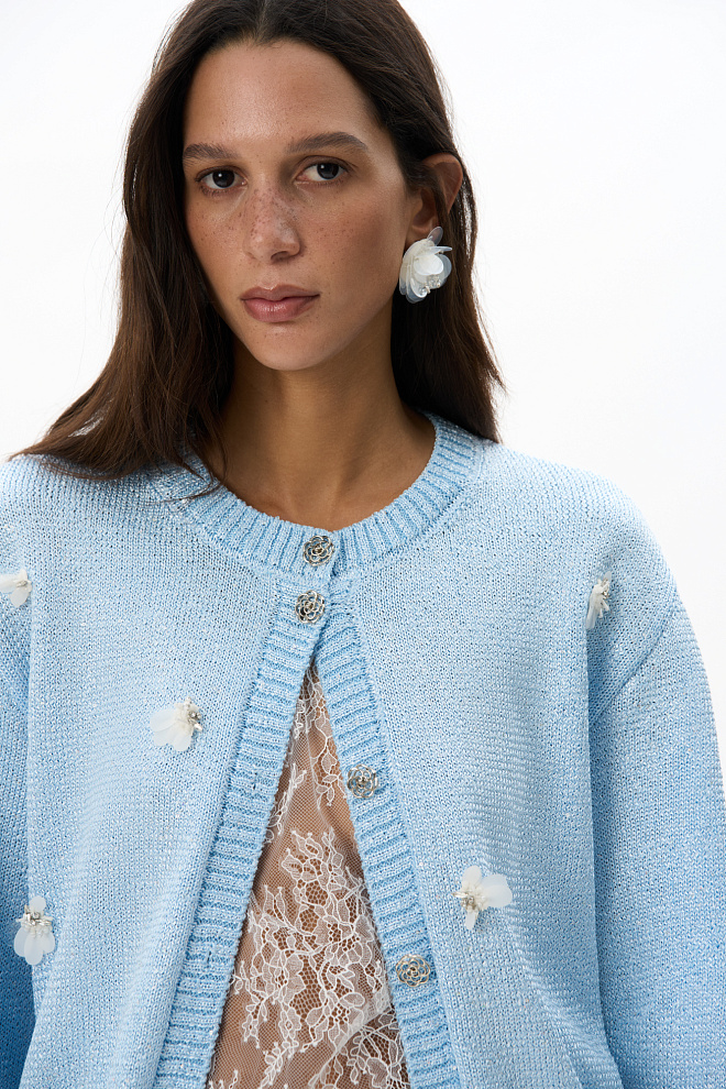 Кардиган из хлопка с пайетками