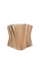 Бархатный корсет со шнуровкой на спине. Модель приталенного силуэта, с вертикальными вытачками. Изделие выполнено на подкладке. 