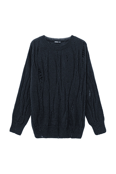 Трикотажный джемпер с разрезами в стиле гранж