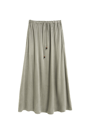 зеленый Юбка длины макси из купры. Модель свободного силуэта на кулиске с поясом, декорированным бусинами.