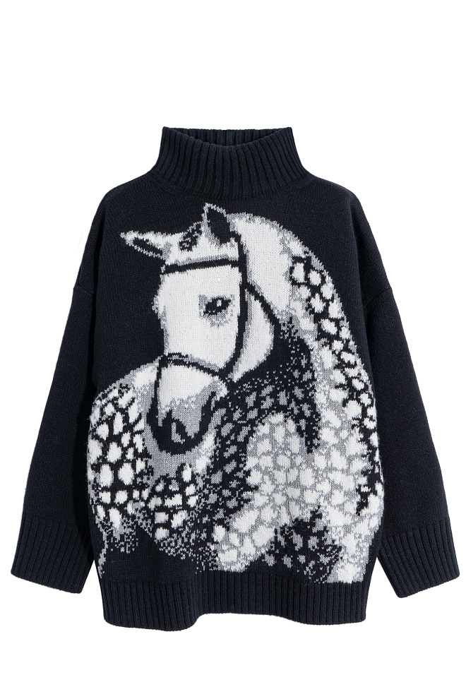 Джемпер с принтом лошади