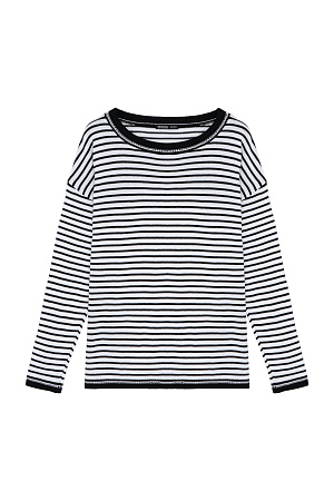 белый Трикотажный лонгслив из 100% хлопка. Модель свободного силуэта со спущенной линией плеча и круглым вырезом горловины. 