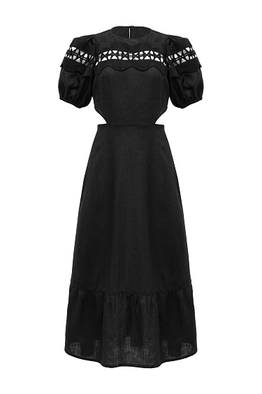 Льняное платье с кружевом