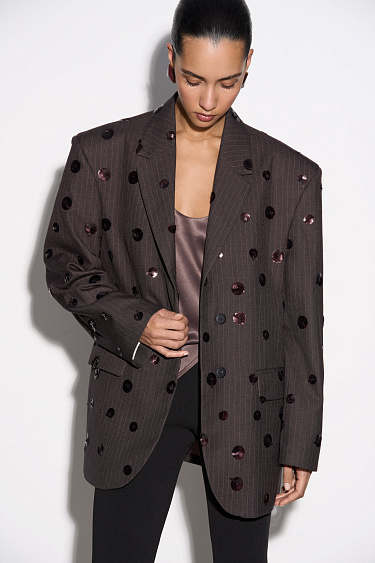 Однобортный жакет с пайетками