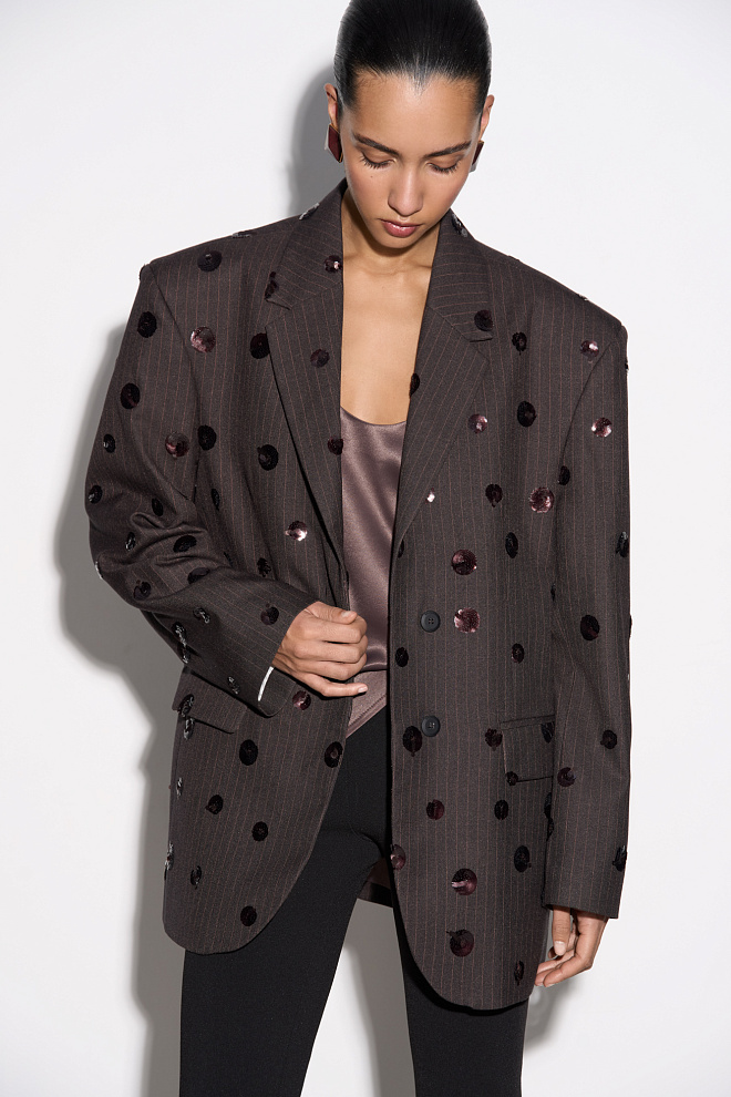 Однобортный жакет с пайетками