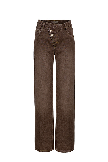 Джинсы с косой застежкой