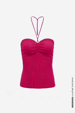 фуксия Топ из вискозы с открытыми плечами и драпировкой на груди.