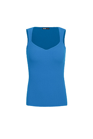 голубой Топ из вискозы с фигурным вырезом.