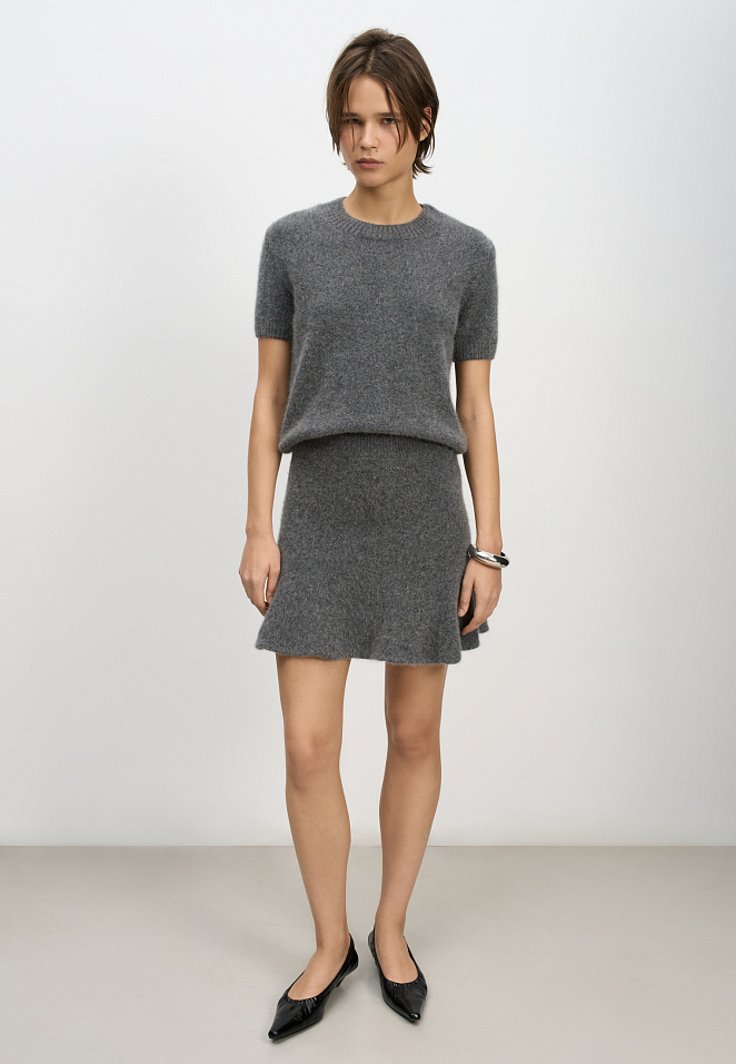 Юбка мини из пуха лисы